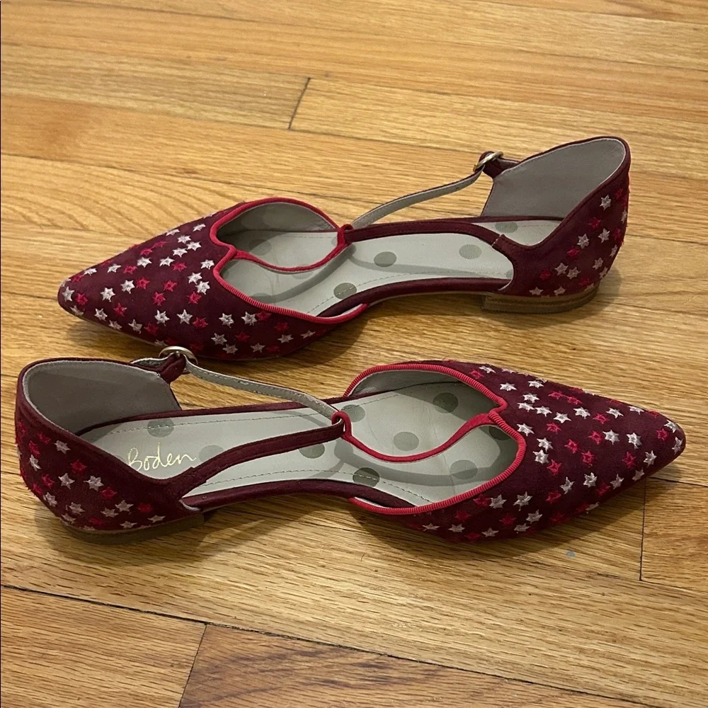 Boden Red Flats with White Star Pattern - Picture 4 of 8